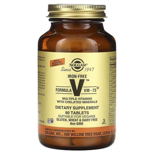 Универсальные витамины Solgar Formula V VM-75 Iron-Free 90 табл. (SOL-01174)