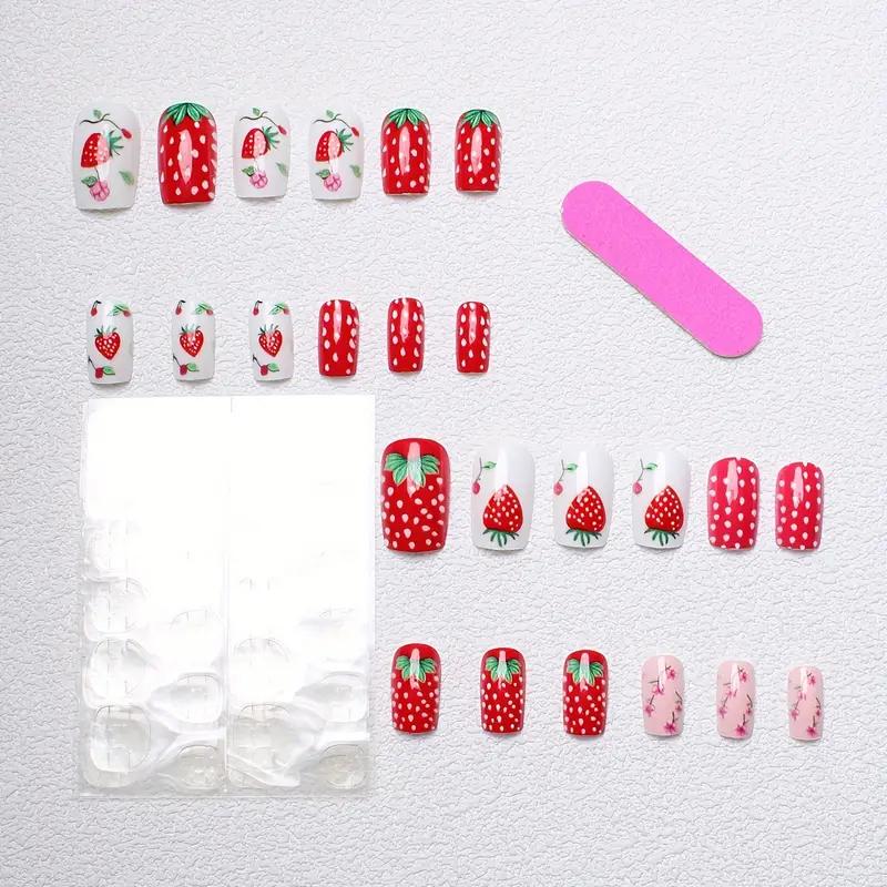 Накладні нігті Полуничка квадрат з клейовими пластинами 24 шт. Різнокольоровий (2689612506) - фото 6 Накладні нігті Полуничка квадрат з клейовими пластинами 24 шт. Різнокольоровий (2689612506) - фото 6