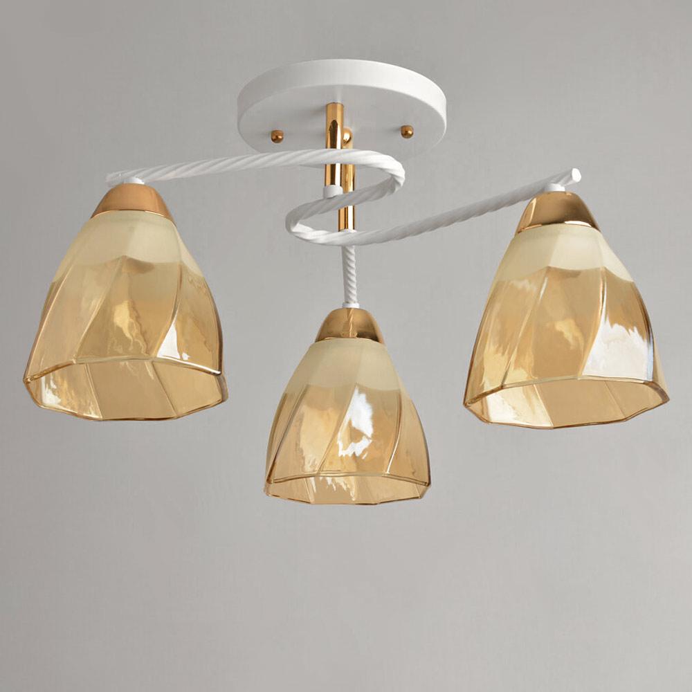 Люстра потолочная Lighthouse SRS-19467/3 WT+FG Белый/Золотой/Белый/Янтарный