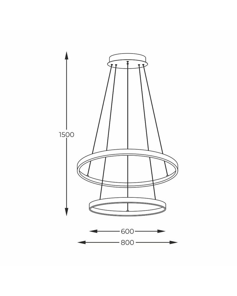 Люстра Zuma Line 2023200-BK Breno Led 2x60W 3000K/4000K/6000K 2500Lm IP20 Bl (14303864) - фото 2