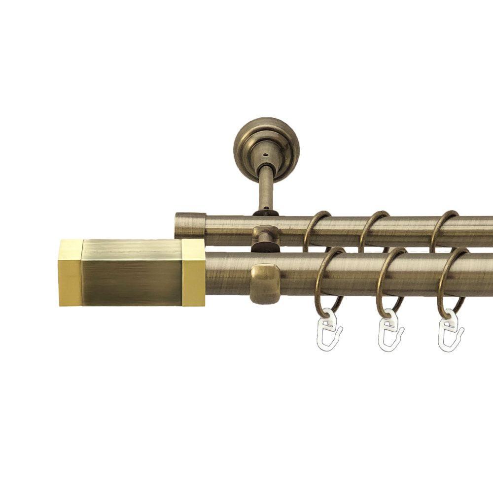 Карниз Orvit Квадро двухрядный гладкий 25\19 мм 300 см Антик (00-00019165)