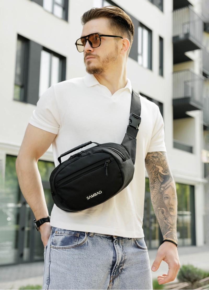 Сумка-бананка через плечо Sambag Flex тканевая 30×17×10 см Черный (85351065m)