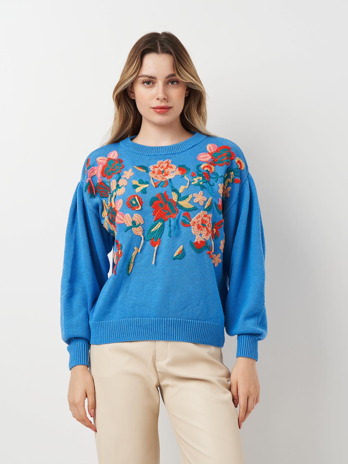 Свитер с вышивкой M Светло-синий (2001053ral)