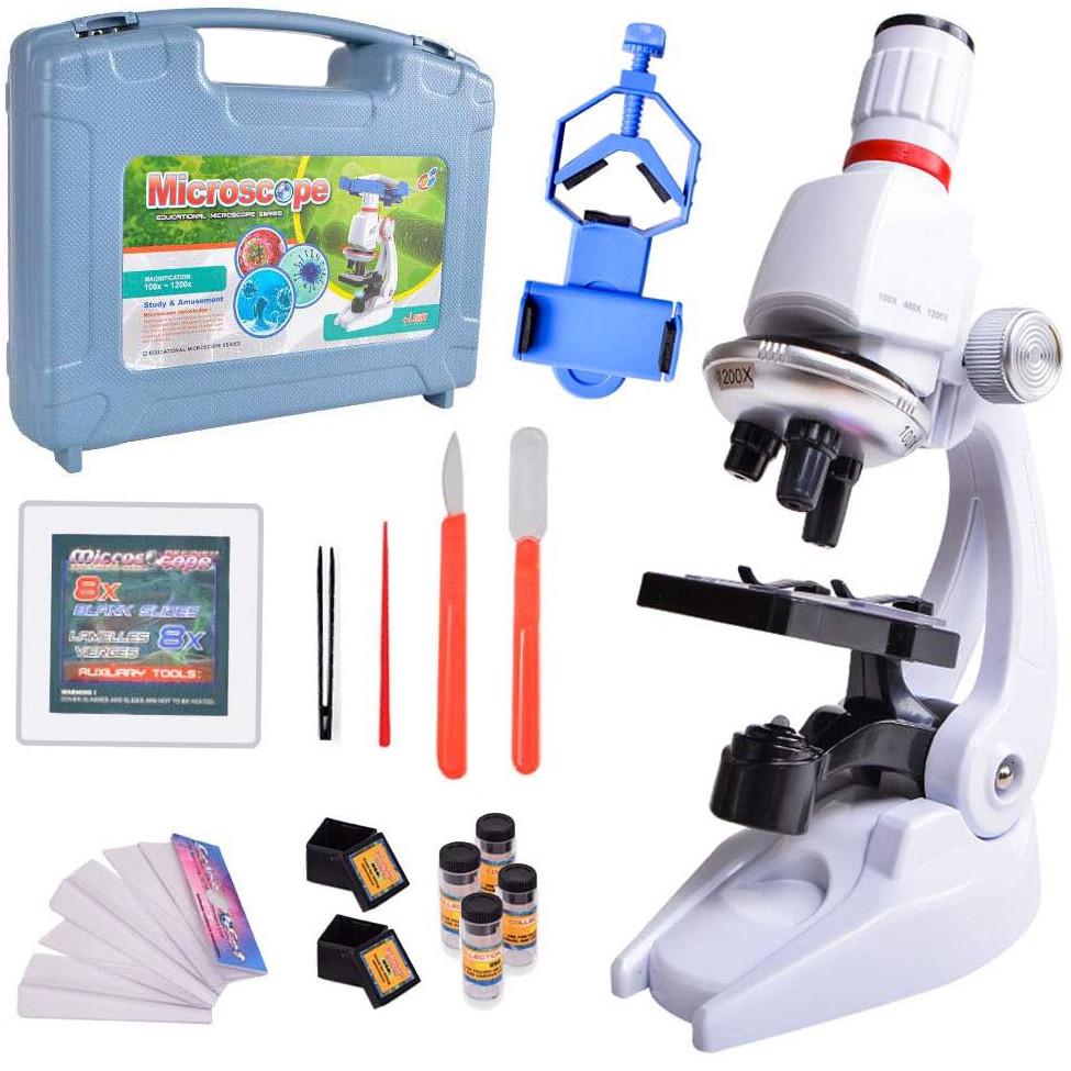 Набір мікроскоп дитячий 1200х на батарейках з підсвіткою та тримачем для телефону (28443930) Набір мікроскоп дитячий 1200х на батарейках з підсвіткою та тримачем для телефону (28443930)