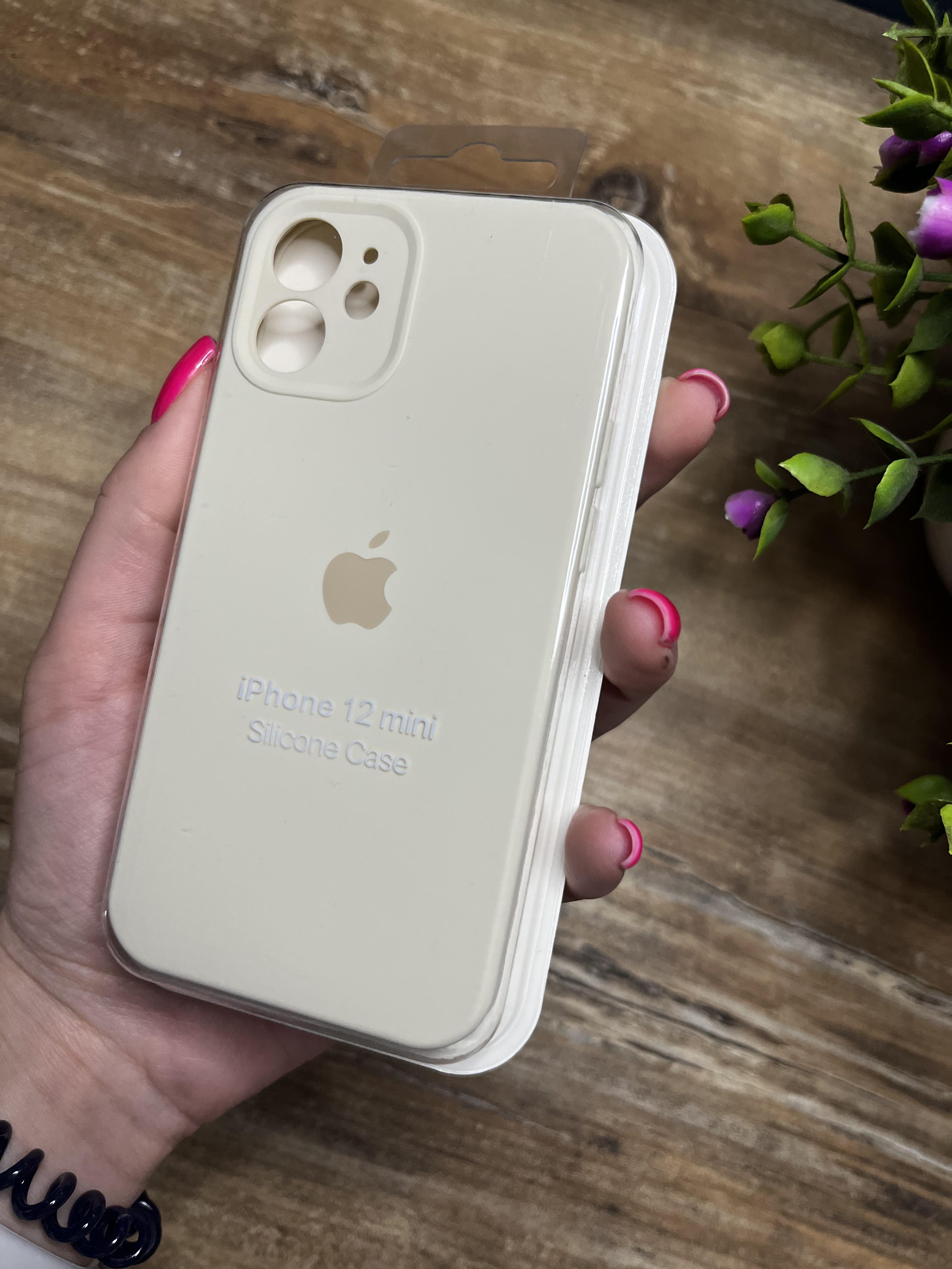 Чехол накладка на iPhone (Айфон) 12 Mini квадратные борта silicone case full camera Apple