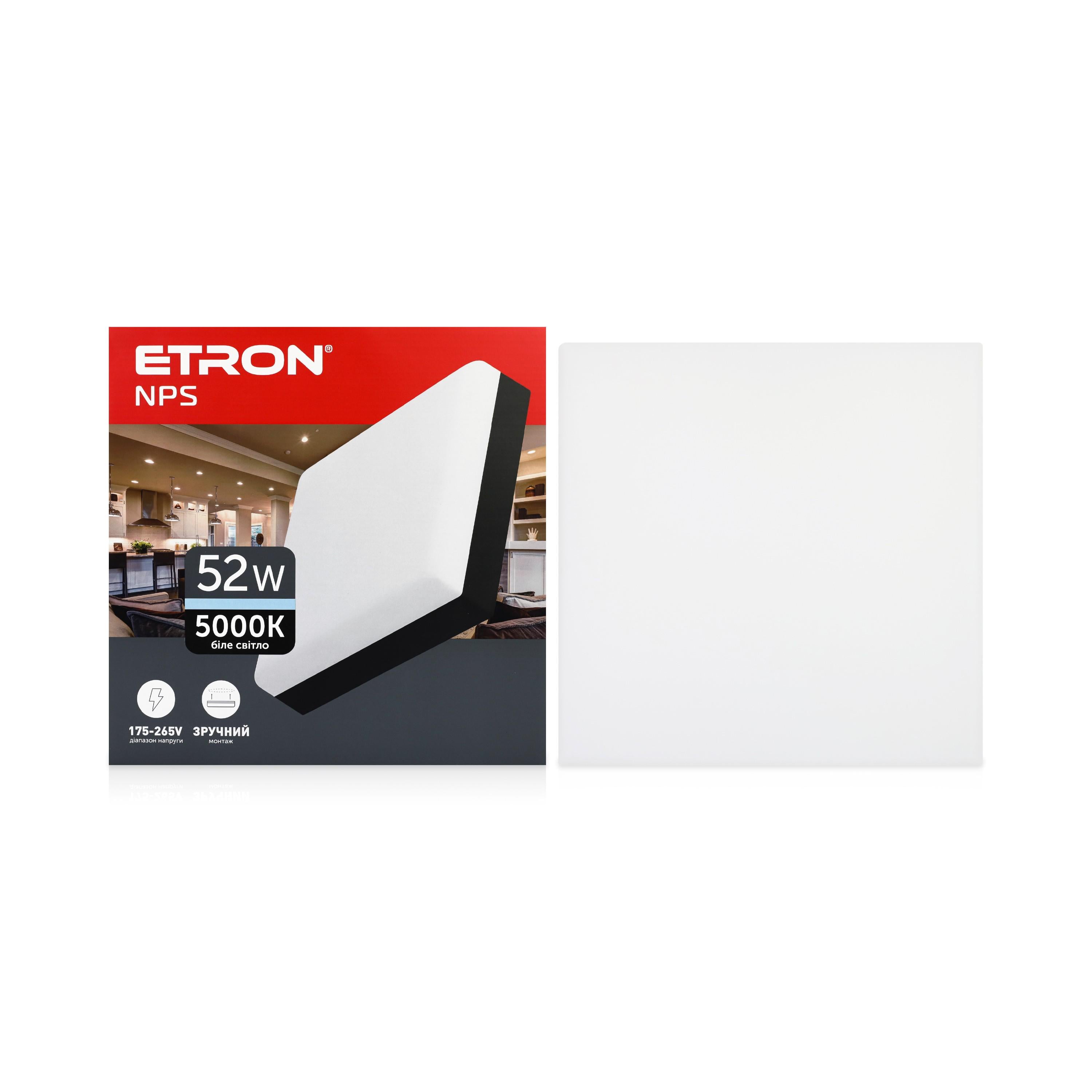 Светодиодный светильник ETRON Квадрат 1-EMP-788 NPS 52W 5000К IP20 Черный (50391)