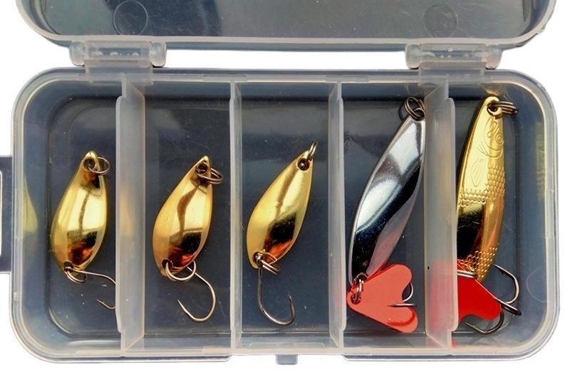 Набір наживок для риболовлі Р14 2,5 та 5 грам блешні з гачками в коробці 5 шт. (НР051451)