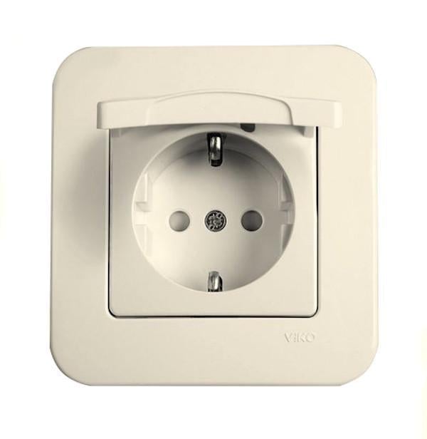 Розетка одинарная с заземлением Viko Rollina и защитной крышкой Кремовой (00000012923)