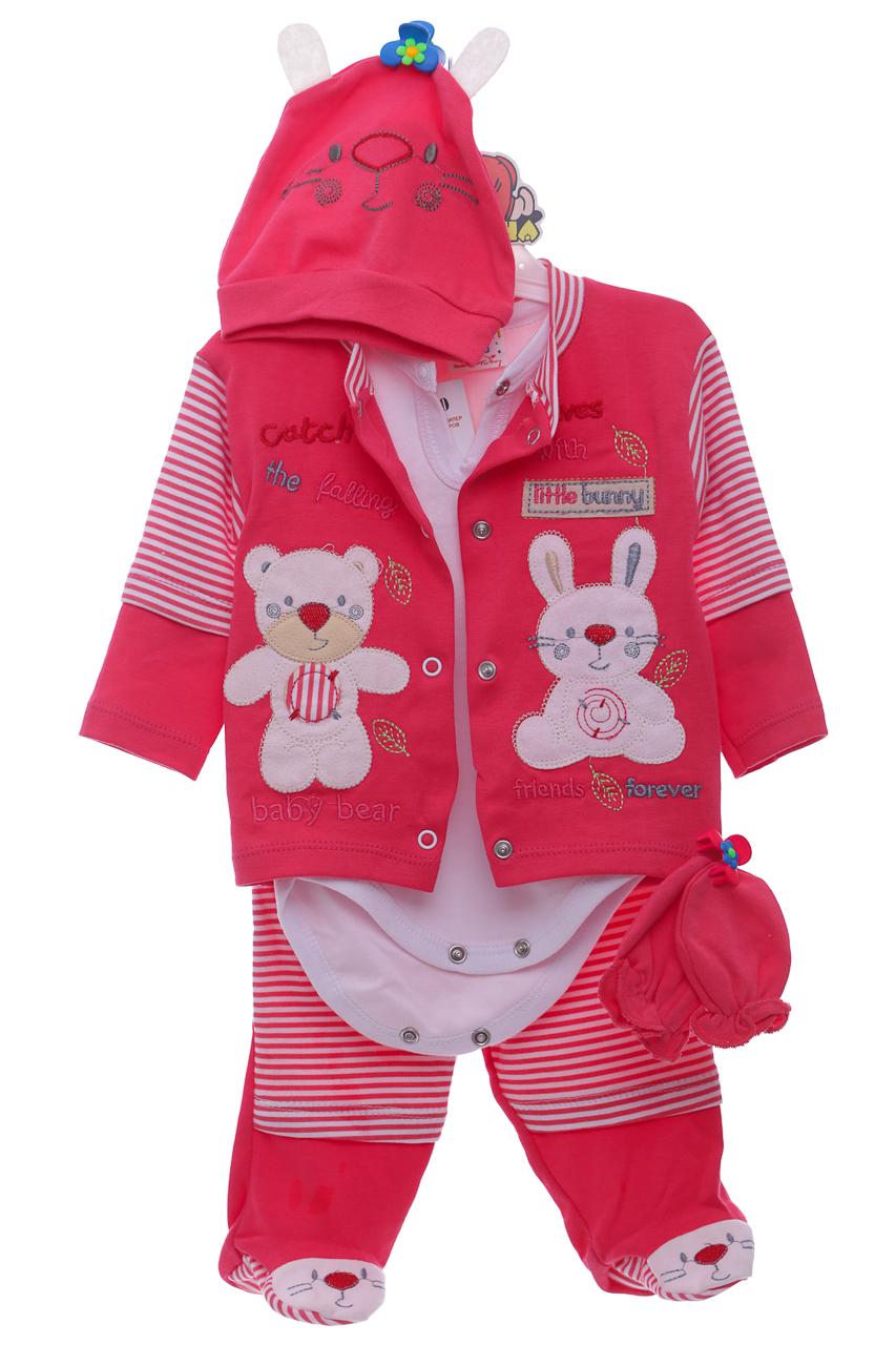Комплект ползунки/боди и кофта для девочки Baby Bear трикотаж 62 см Розовый (42602)