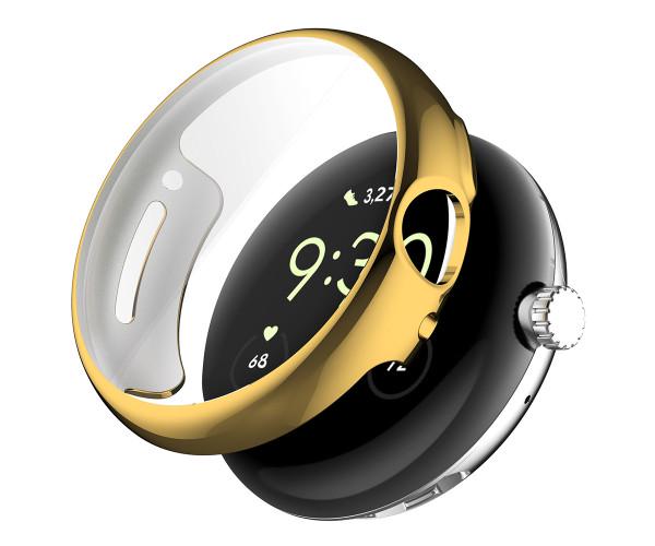 Чехол силиконовый для Google Pixel Watch с защитой на экран Золотой