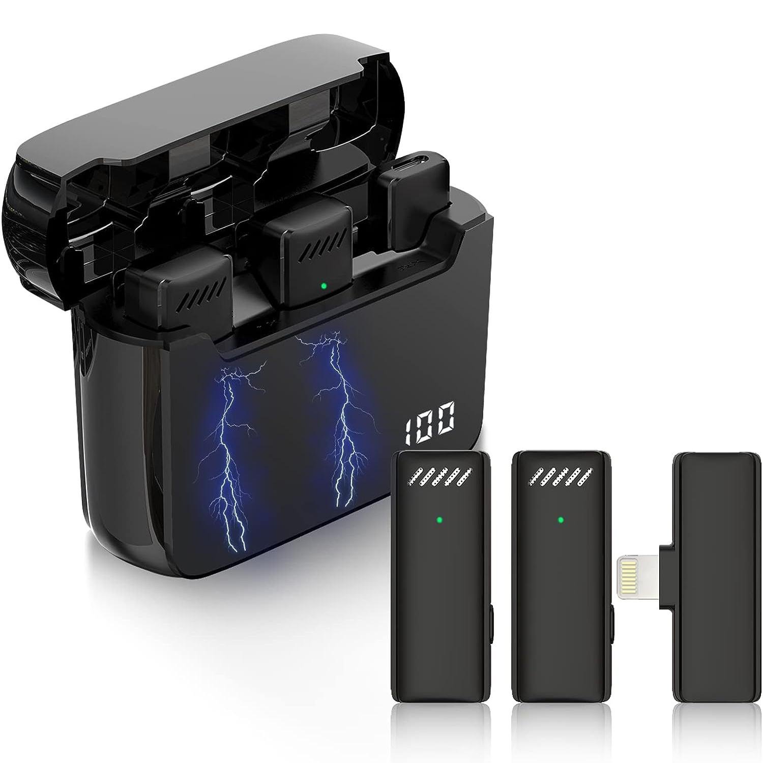 Микрофон двойной петличный беспроводной Savetek P32-2 с Lightning с зарядным кейсом для iPhone/iPad/Macbook 2,4 ГГц - фото 15