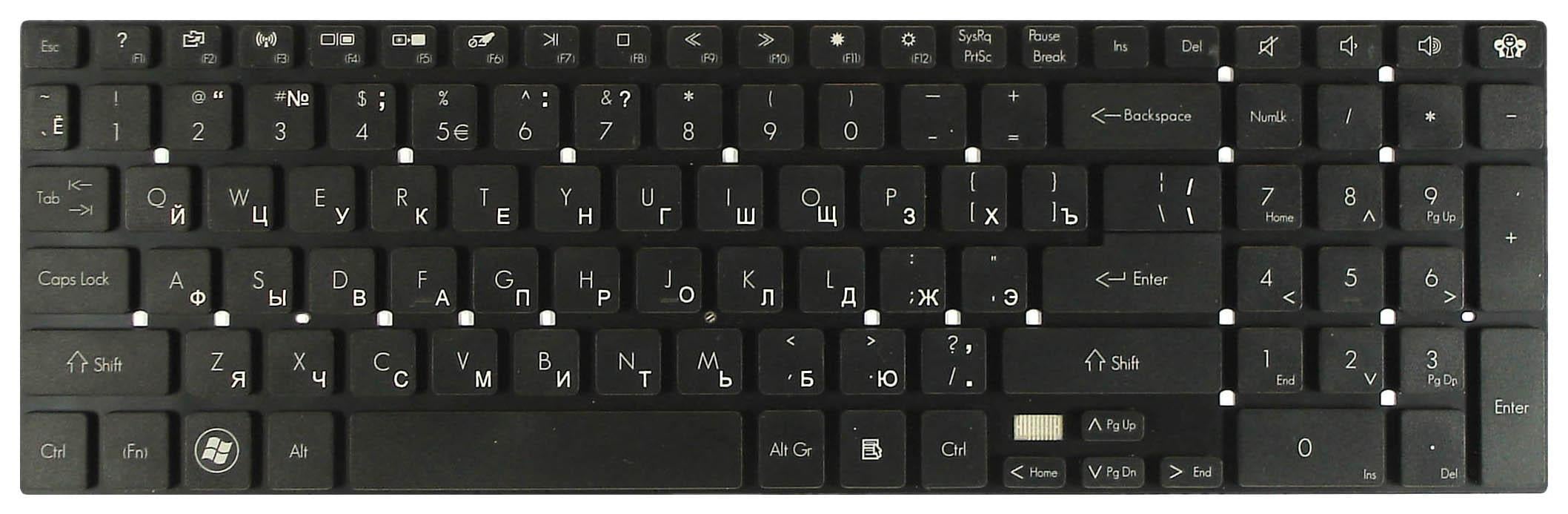 Клавиатура для ноутбука Acer Gateway NV55 горизонтальный Enter Black