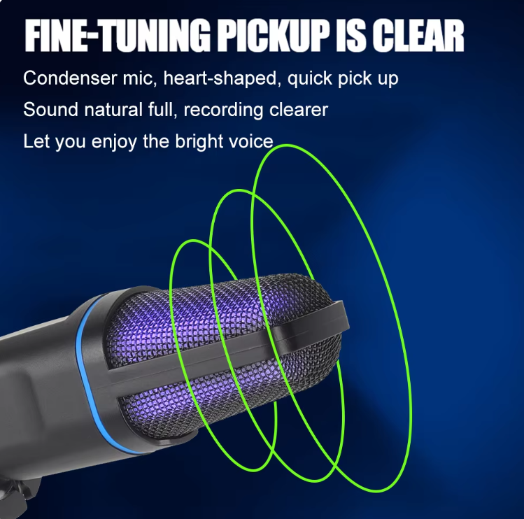 Микрофон конденсаторный USB с RGB подсветкой для стрима блоггера - фото 6 Микрофон конденсаторный USB с RGB подсветкой для стрима блоггера - фото 6