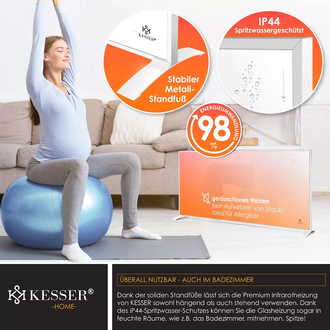 Инфракрасный обогреватель KESSER 42 м2 37°C 700 Вт - фото 4 Инфракрасный обогреватель KESSER 42 м2 37°C 700 Вт - фото 4