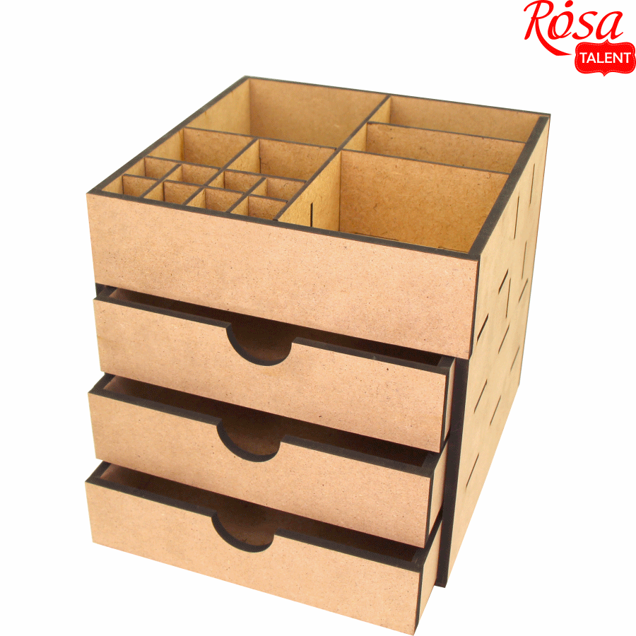 Заготовка для декупажа ROSA TALENT комод-органайзер 3 ящика 20,5х20,5х20 см - фото 2 Заготовка для декупажа ROSA TALENT комод-органайзер 3 ящика 20,5х20,5х20 см - фото 2