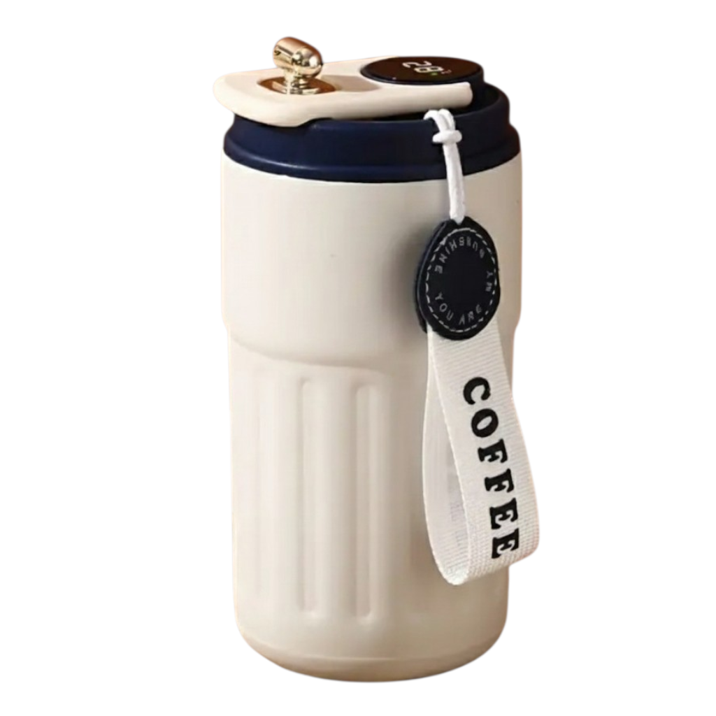 Термос-чашка вакуумная 800 мл с индикатором температуры Бежево-синий (2901849957)