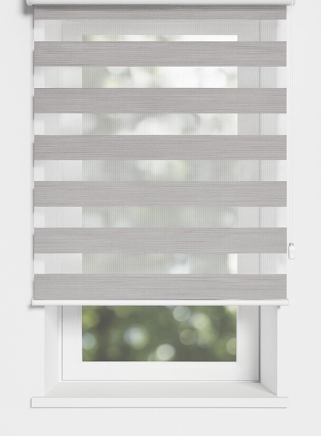 Рулонные шторы день-ночь Grey-01 с фиксацией меланжевые 425х1350 мм Светло-серый (G-01)