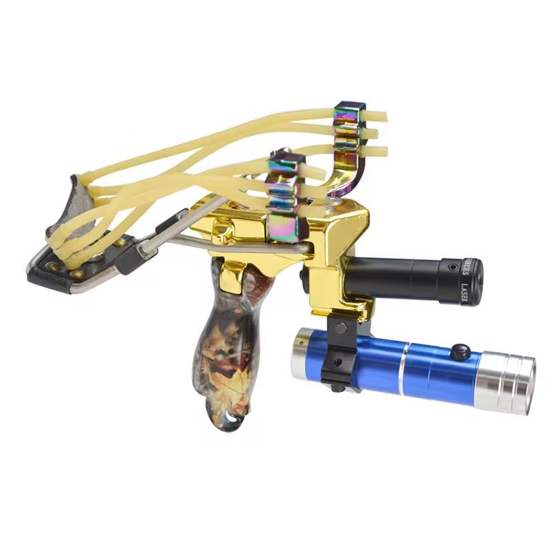 Рогатка металева професійна з упором, лазерним прицілом, ліхтарем та металевим кейсом SFU Premium