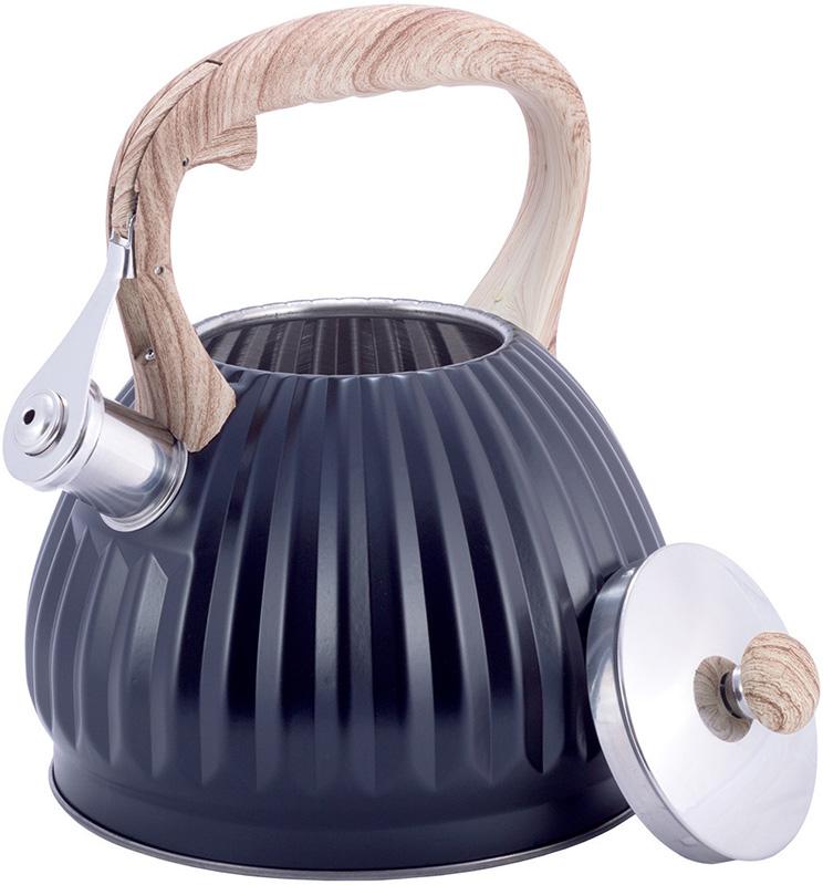 Чайник Kamille Whistling Kettle Black з нержавіючої сталі зі свистком 3 л Чорний (KM-1076) - фото 3