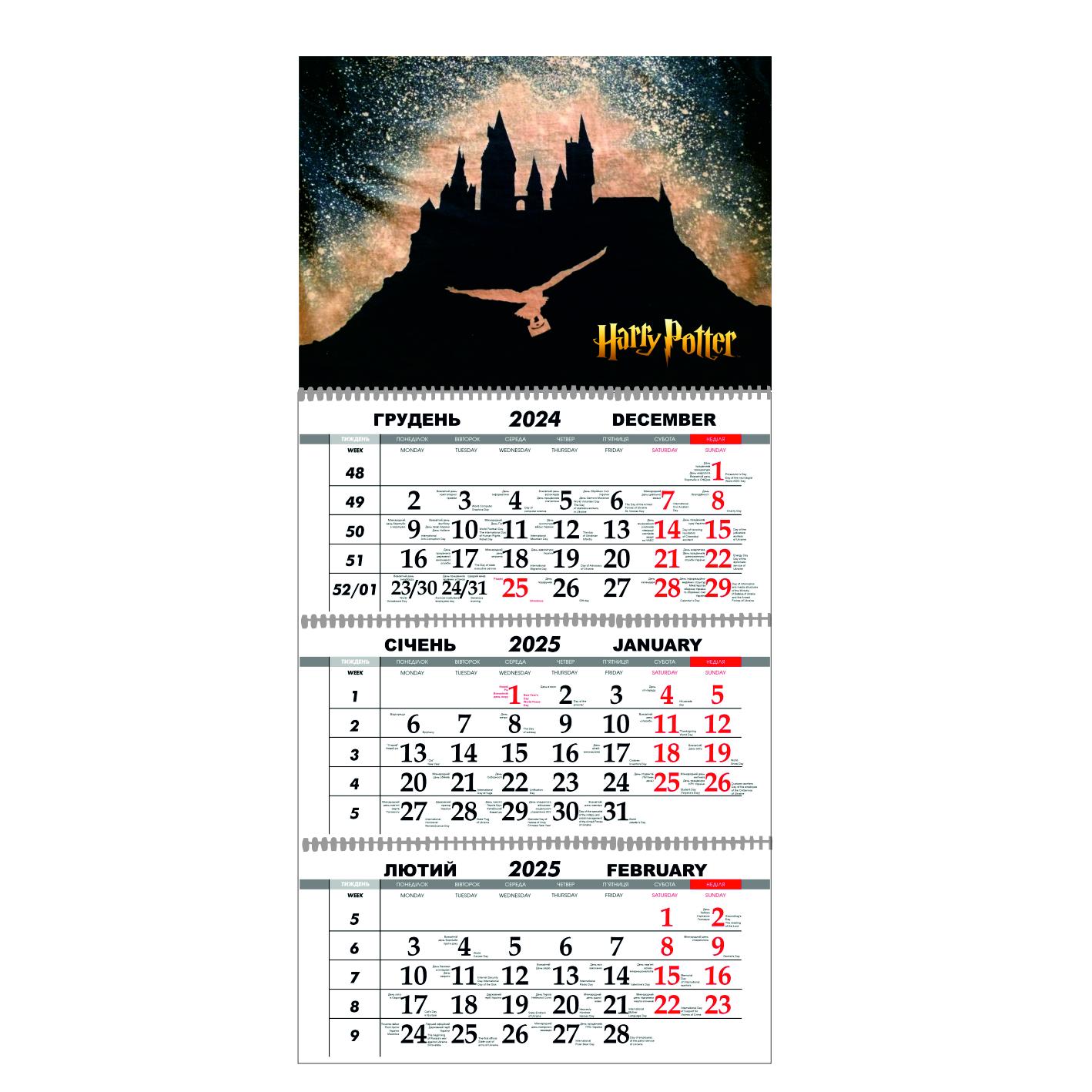Календарь настенный Гаррі Поттер на 2025 год квартальный (21809648)