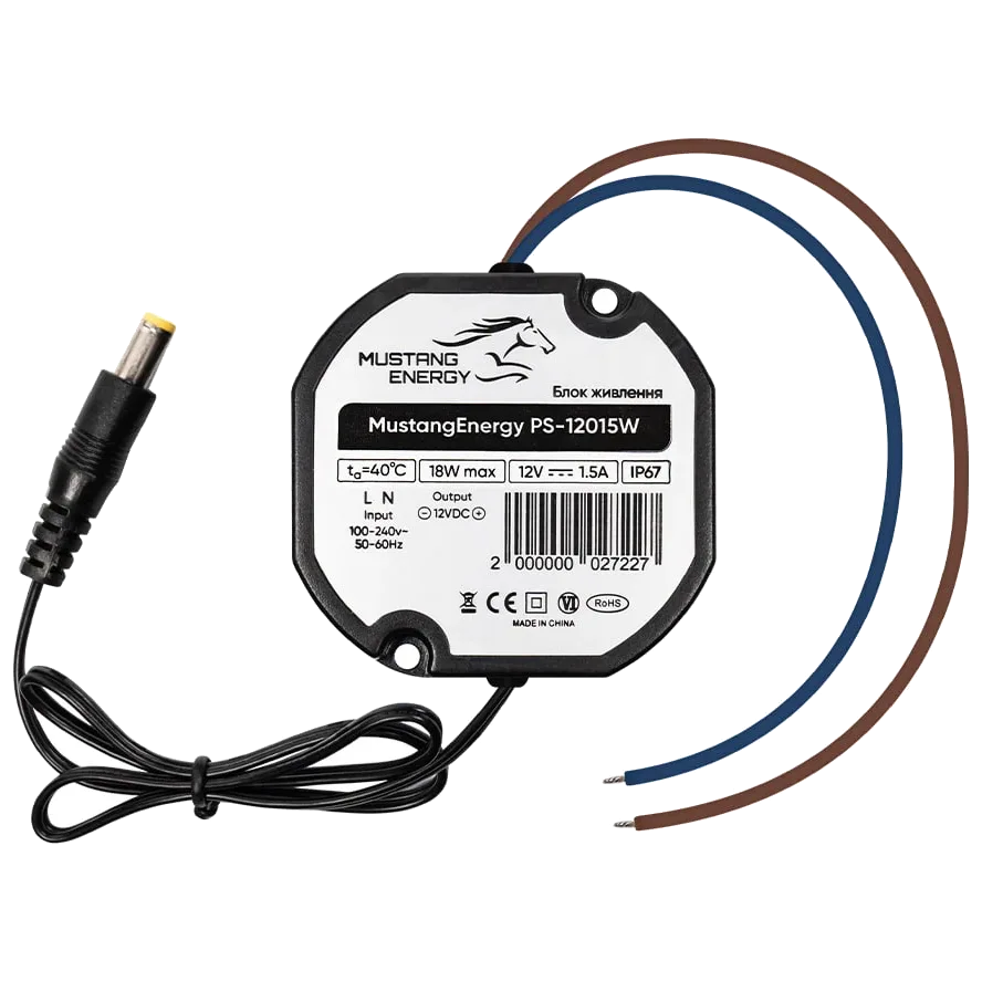 Блок питания Mustang Energy PS-12015W 12V 1.5А IP67 Black (27917747)