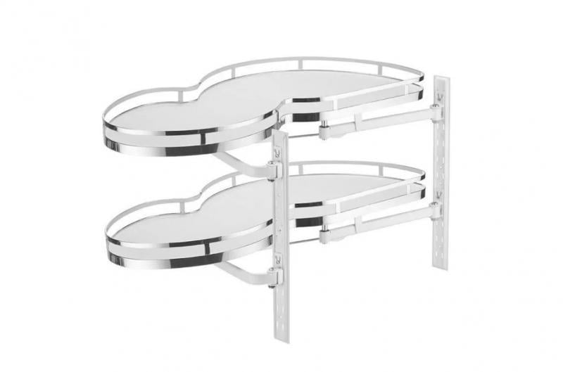 Полка фигурная угловая поворотная правая GTV CORNER MovixPro с дотягом плоский прут Хром 1000 мм (MVM-1000PR-CROMO)