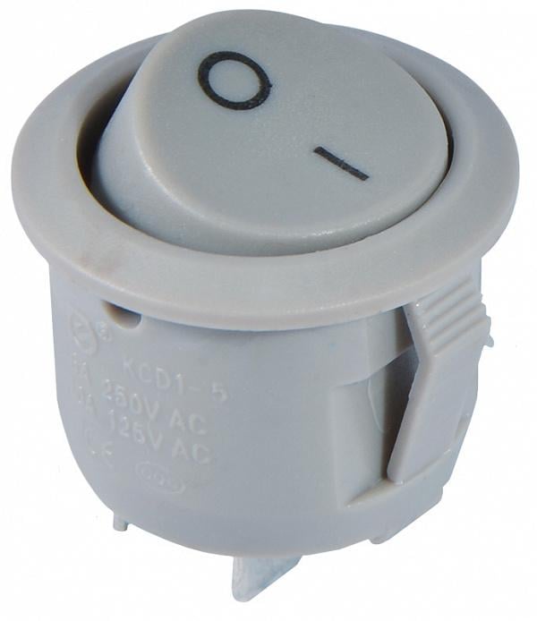 Переключатель круглый АСКО-Укрем KCD1-5-101 1 клавиша 1NO без подсветки 23 мм Серый (A0140040069)