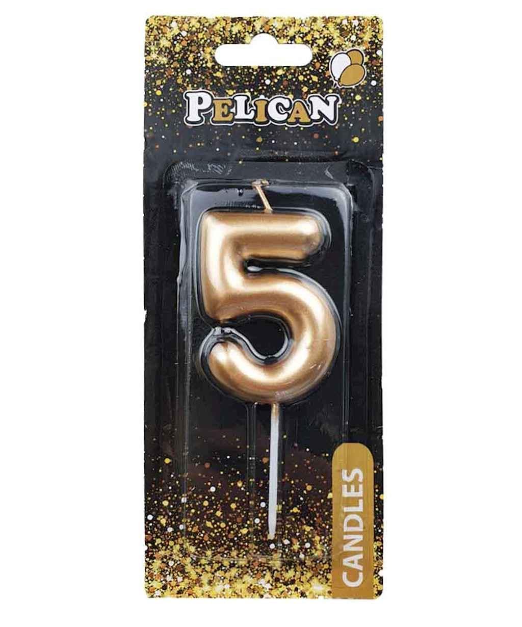 Свеча для торта Pelican 5 6 см Золотистый (866015)