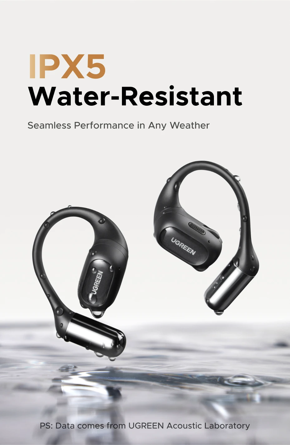 Наушники беспроводные UGREEN WS213 FitBuds Open-Ear Bluetooth 6.0 Black (WS213) - фото 4 Наушники беспроводные UGREEN WS213 FitBuds Open-Ear Bluetooth 6.0 Black (WS213) - фото 4