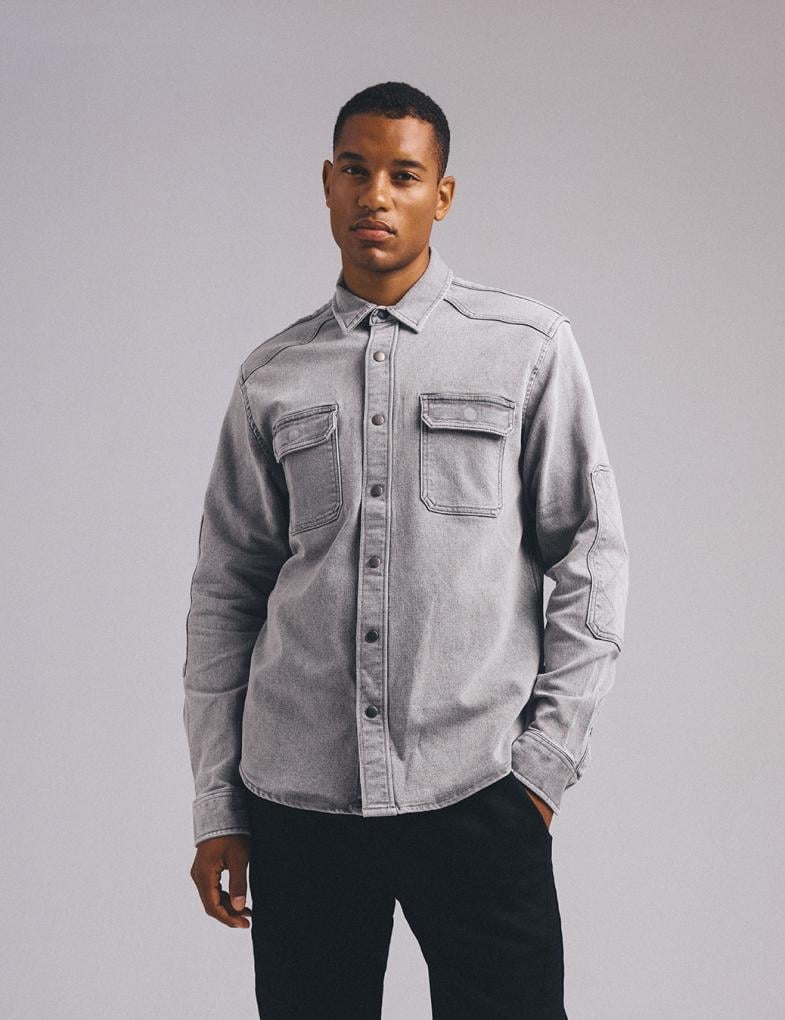 Сорочка джинсова чоловіча Diverse QUILO 245 L Світло-сірий (5905384045300)