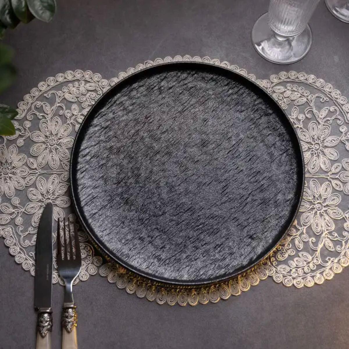 Тарілка плоска керамічна 25 см Чорний (5403) - фото 6