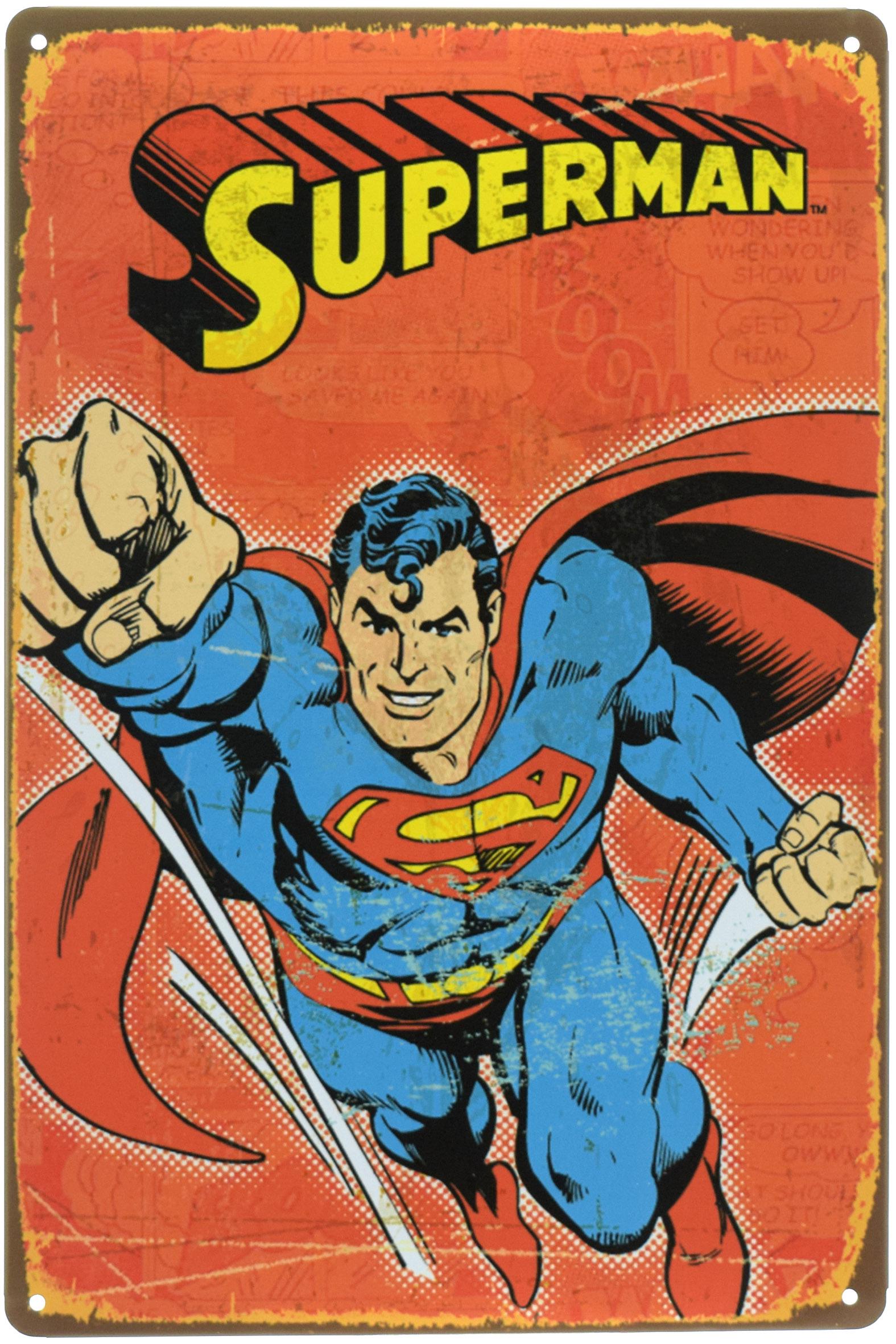 Табличка металлическая Супермен Красный Фон 20x30 см Табличка металлическая Супермен Красный Фон 20x30 см