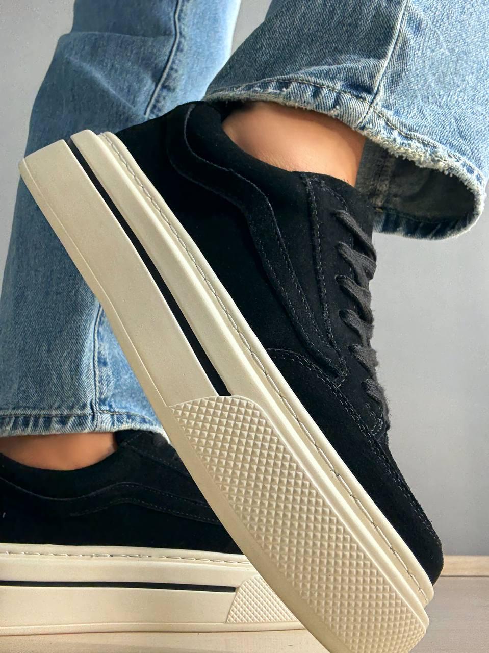 Кеды женские Hengji 707-6 замшевые на высокой платформе р. 36 23,5 см Черный