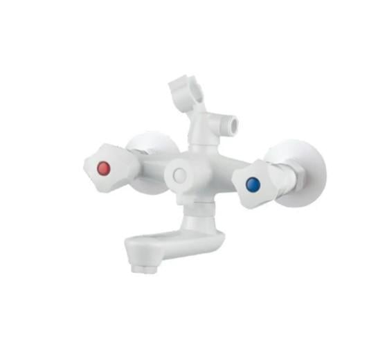 Смеситель для ванны PLAMIX OMEGA-142 EURO SET со шлангом/лейкой и кронштейном White (MX9699)