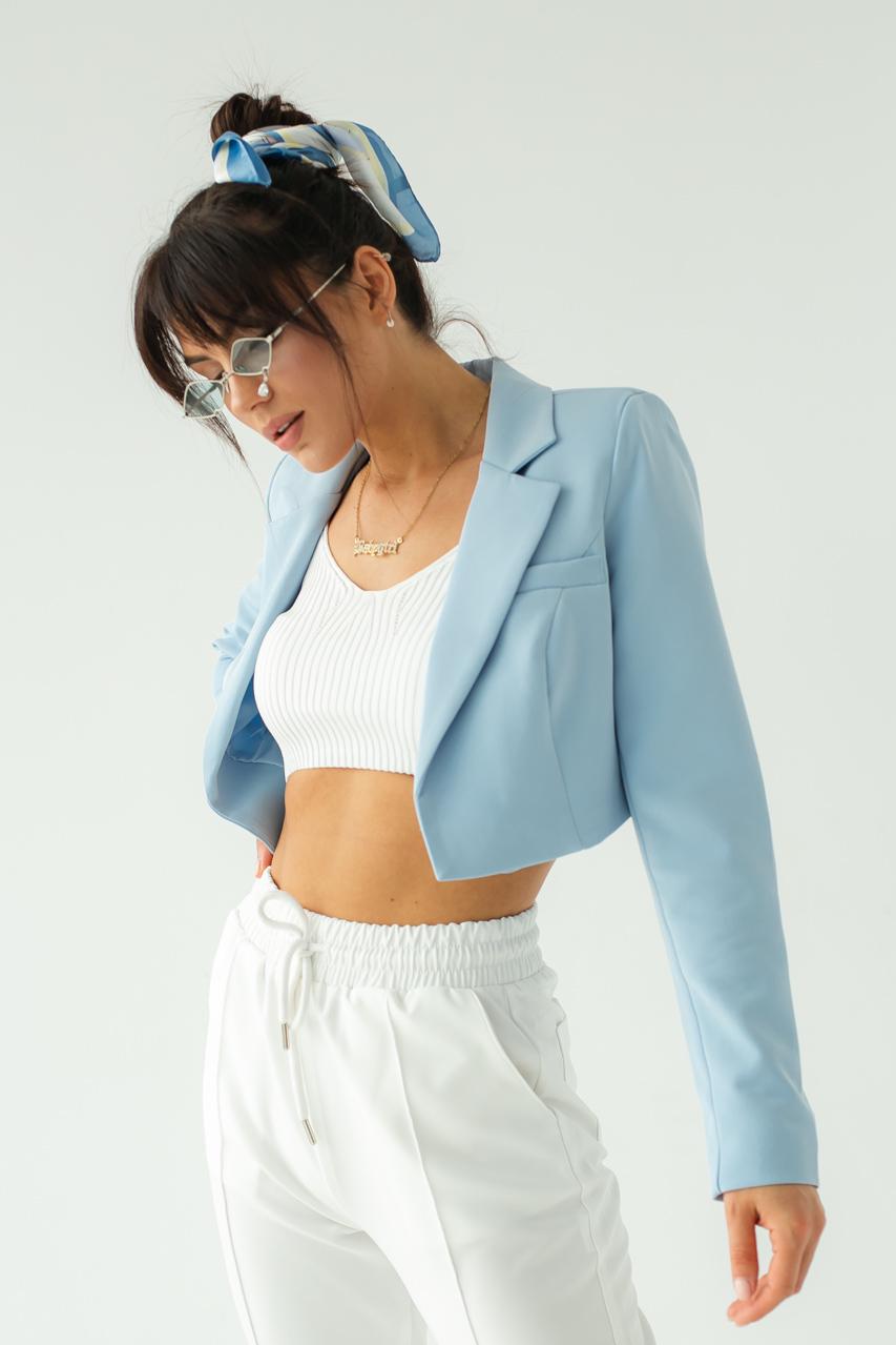 Жакет укороченный прямого фасона CLABFRENDY р. 36 Голубой (9528569) - фото 6 Жакет укороченный прямого фасона CLABFRENDY р. 36 Голубой (9528569) - фото 6