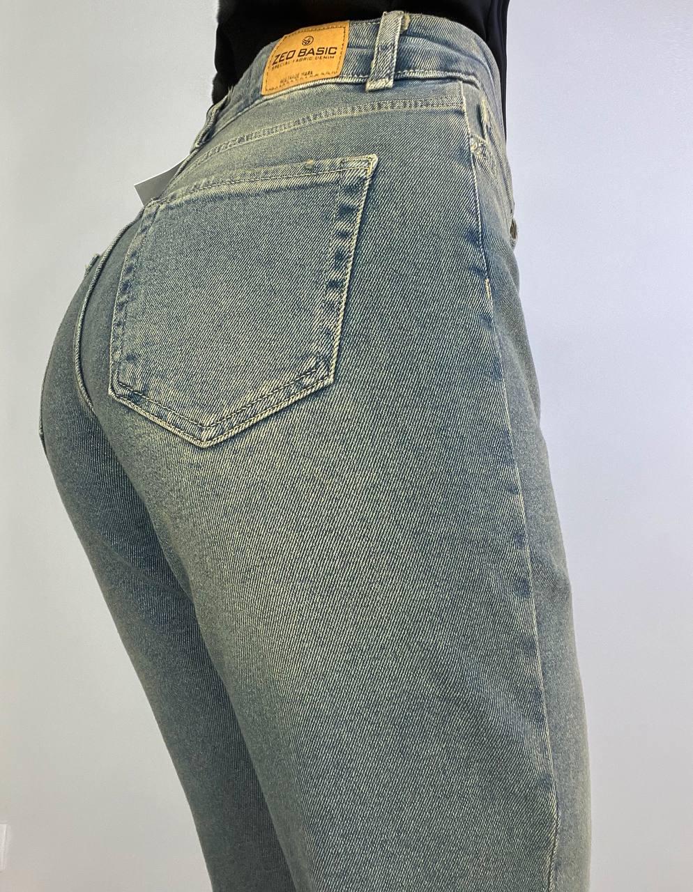 Джинсы женские Zeo Basic 4679 клеш от колена высокая посадка стрейчевые винтажные р. 34 Голубой (3631) - фото 9