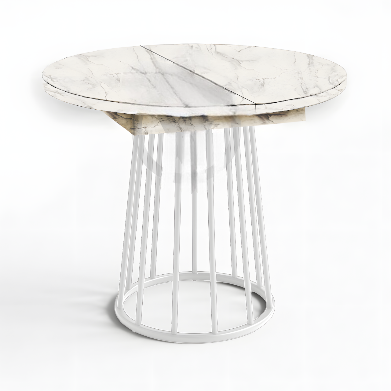 Стол кухонный раскладной MebliRoMax RoMax Elegant Slide 90x75 см/130x75см Loft Мрамор Кристалл/Белый (elegant-90x75-mramor_white)