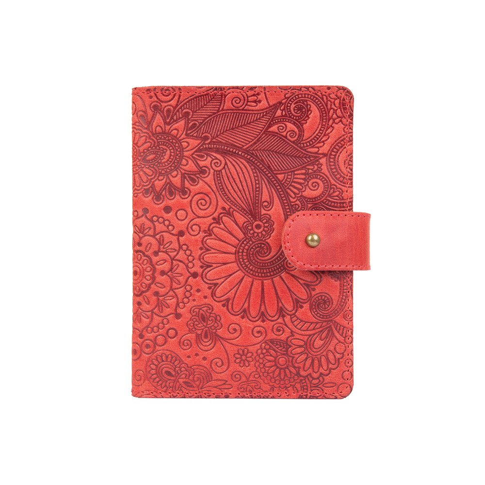 Портмоне HiArt Mehendi Art PB-03S/1 Shabby Red Berry из натуральной кожи для паспорта/ID документов Красный (PB-03S/1-S18-1440-T005)