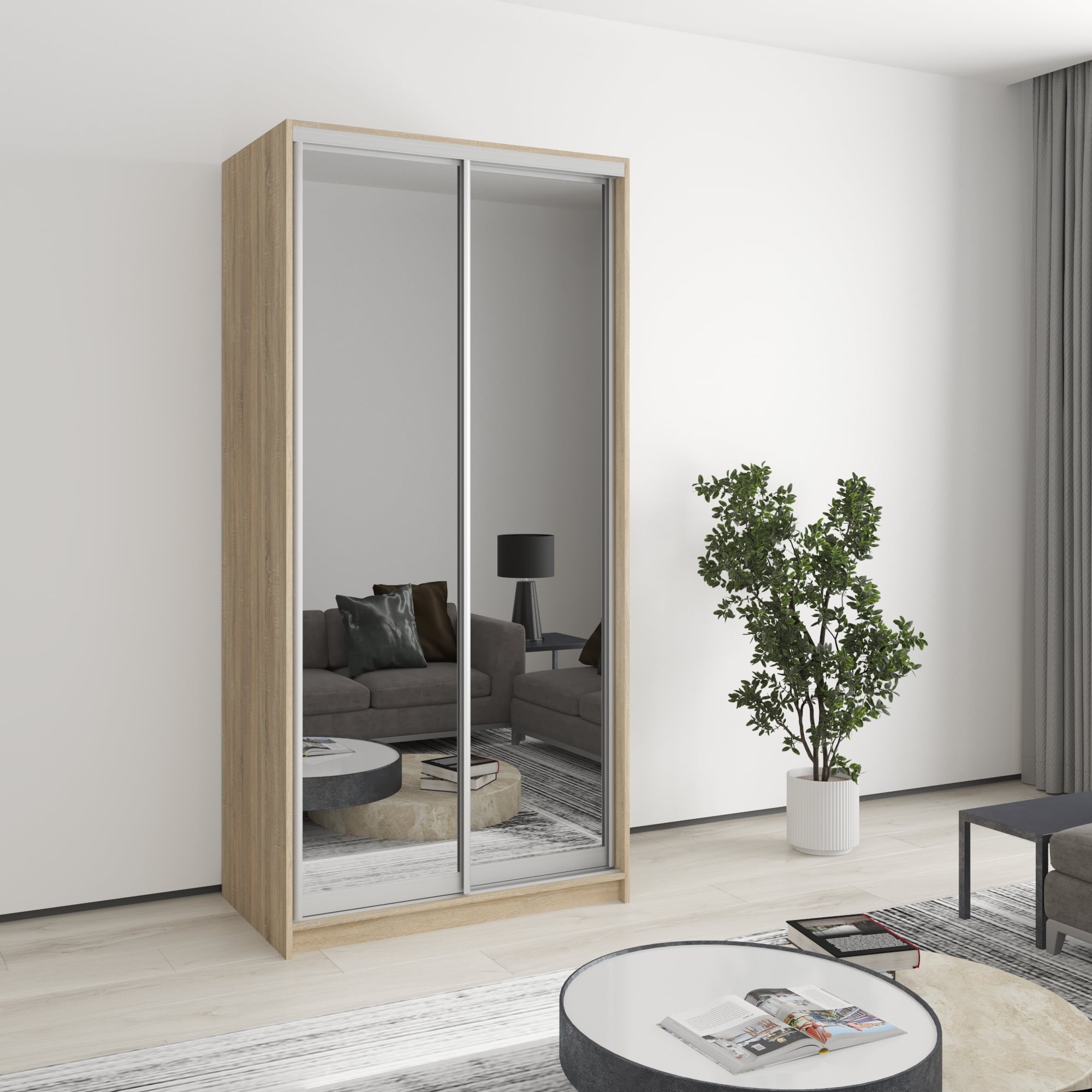 Шкаф-купе двухдверный Mebel Star Стандарт AL MBS-2531 100х60х210 см Дуб сонома (1003485)