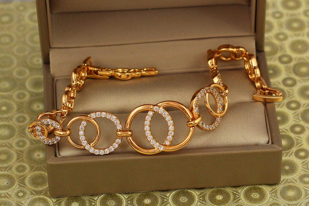 Браслет Xuping Jewelry официальное обручение 17 см 16 мм Золотистый (2540256872)