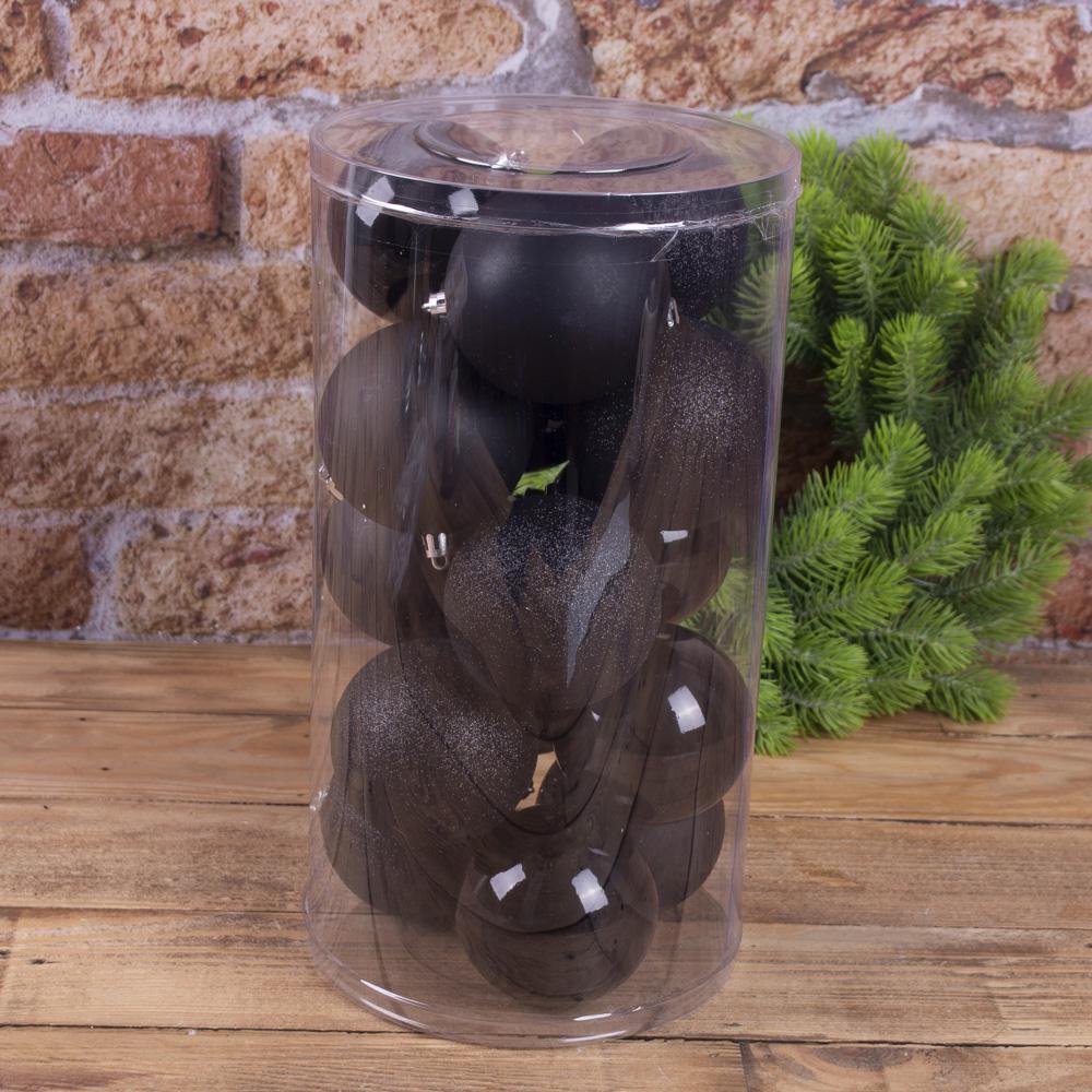 Елочные шары из пластика 8 см 15 шт. Черный (1092-14)