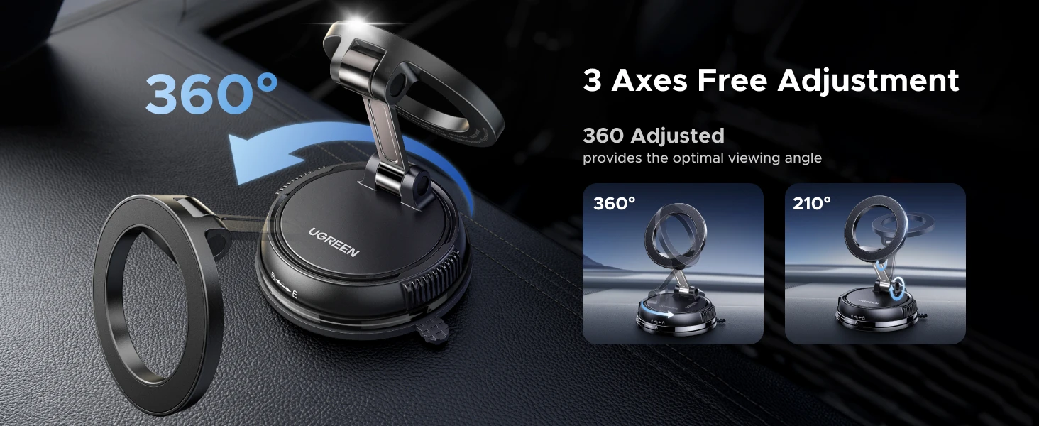 Магнитный крепеж для телефона UGREEN LP926 360° на присоске для приборной панели Magsafe Black (65187) - фото 6