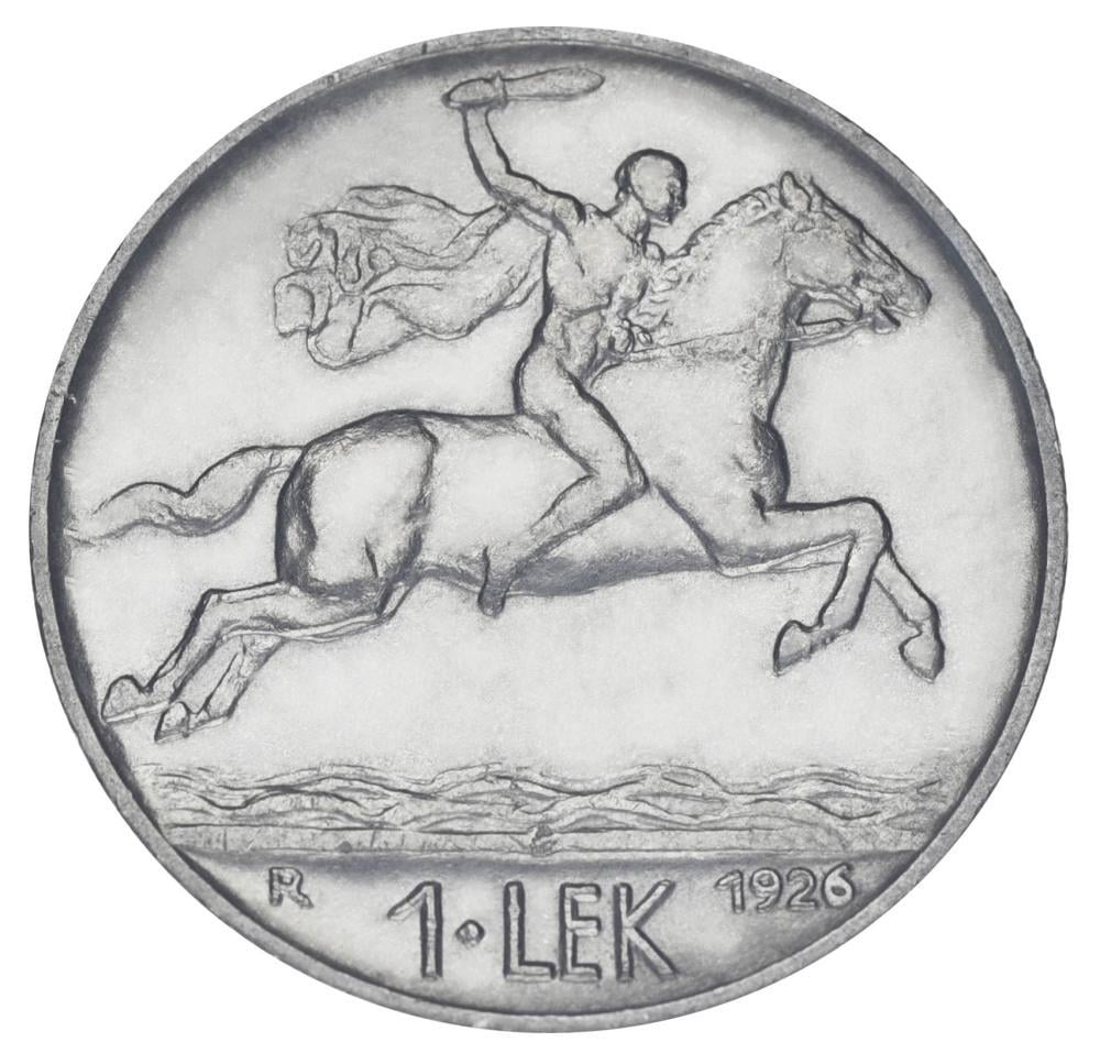 Коллекционная монета Албания 1 лек 1926 VF-AU Александр Великий
