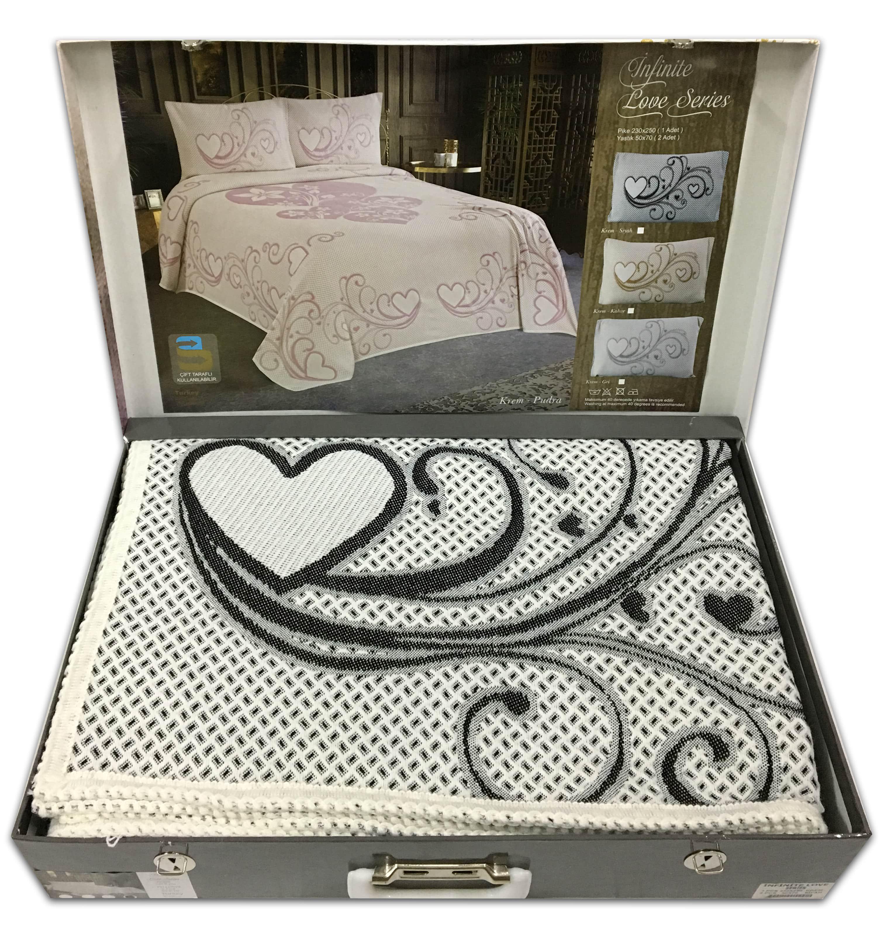 Покрывало пике Acme Tekstil Infinite Love Krem Siyah (CN5094)
