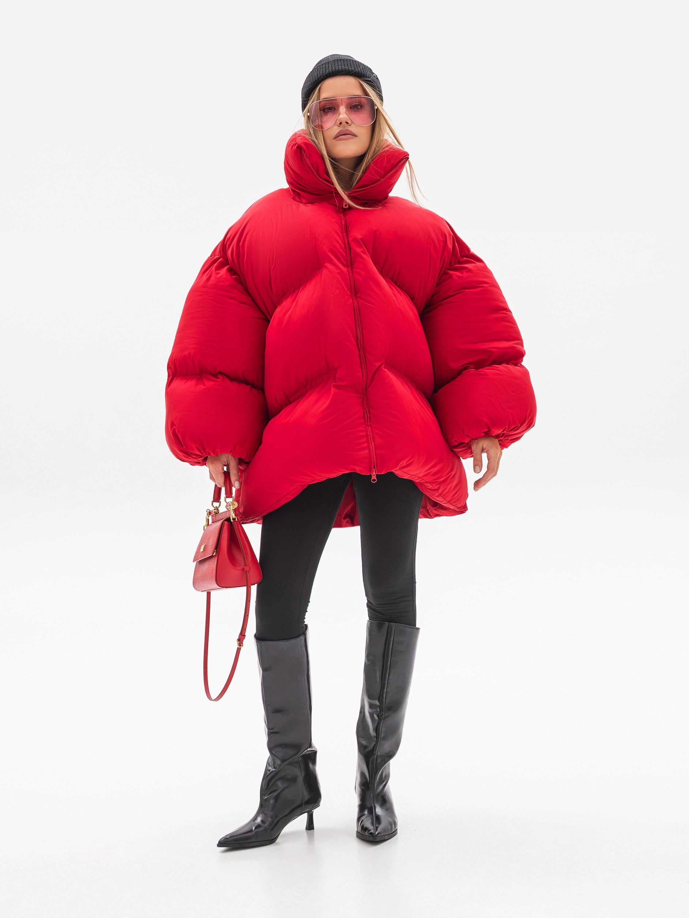Куртка женская зимняя Oversized S/M/L Red (1025)