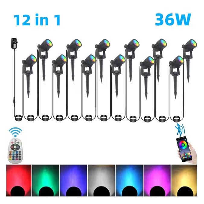 Садовий світильник світлодіодний Ландшафтне RGB 12в1 з дистанційним керуванням (LAN-RGB-12)