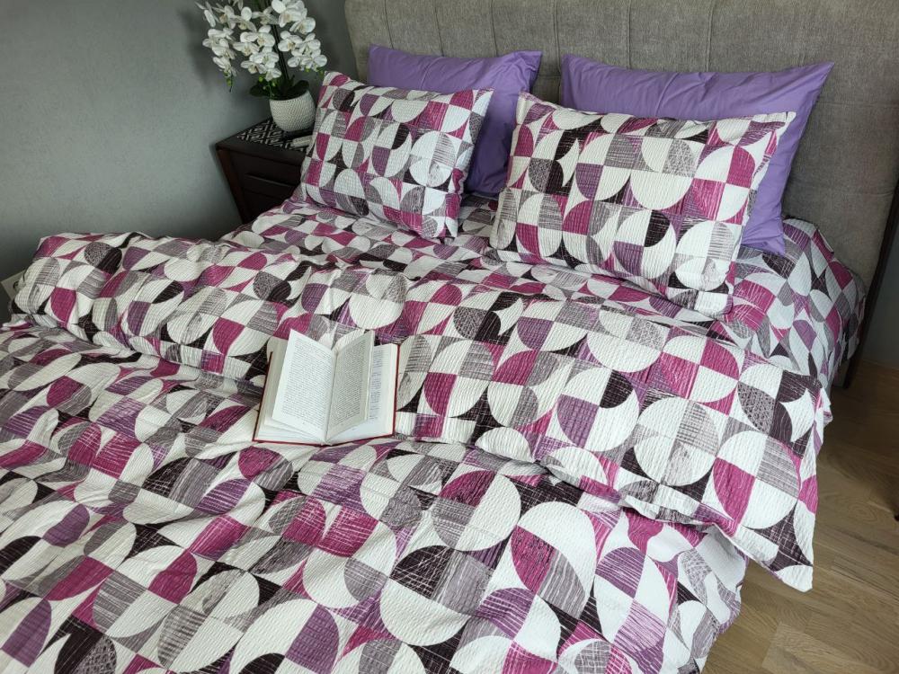 Комплект постільної білизни Gofre Фортуна сімейний на гумці Фуксія