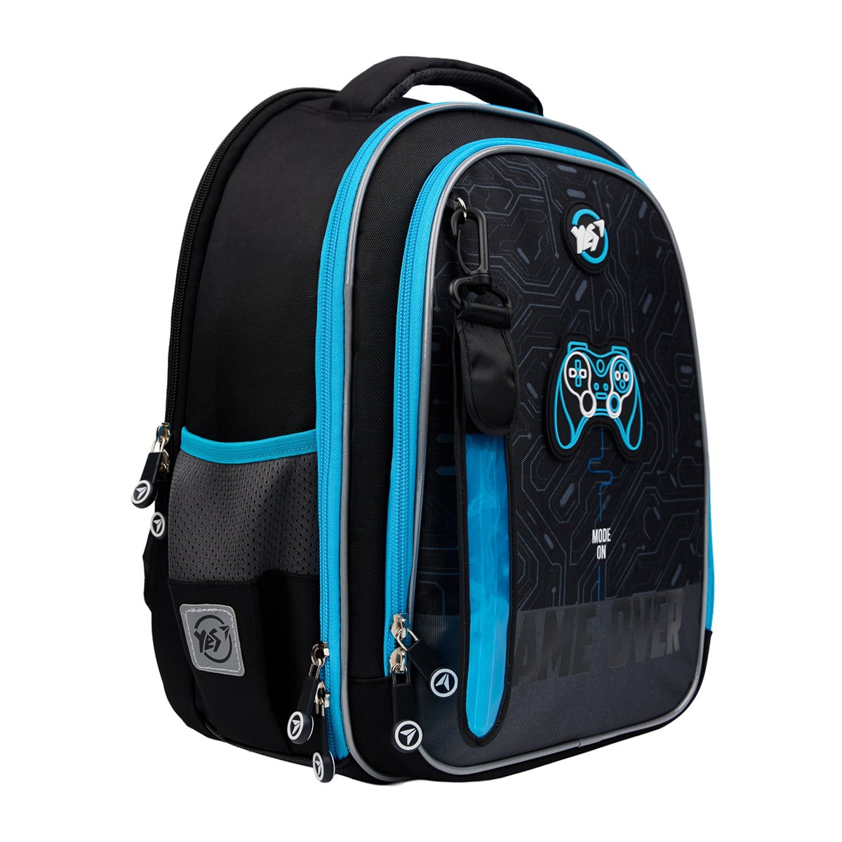 Рюкзак шкільний YES S-111 Game On! Сірий 38х29х18 см Чорно-блакитний (550107)