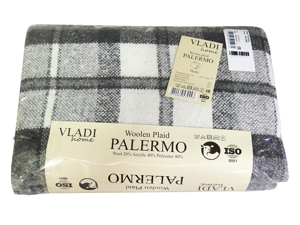 Плед шерстяной Vladi Палермо №4 Crocus 140х200 Бело-серый (2000025954)