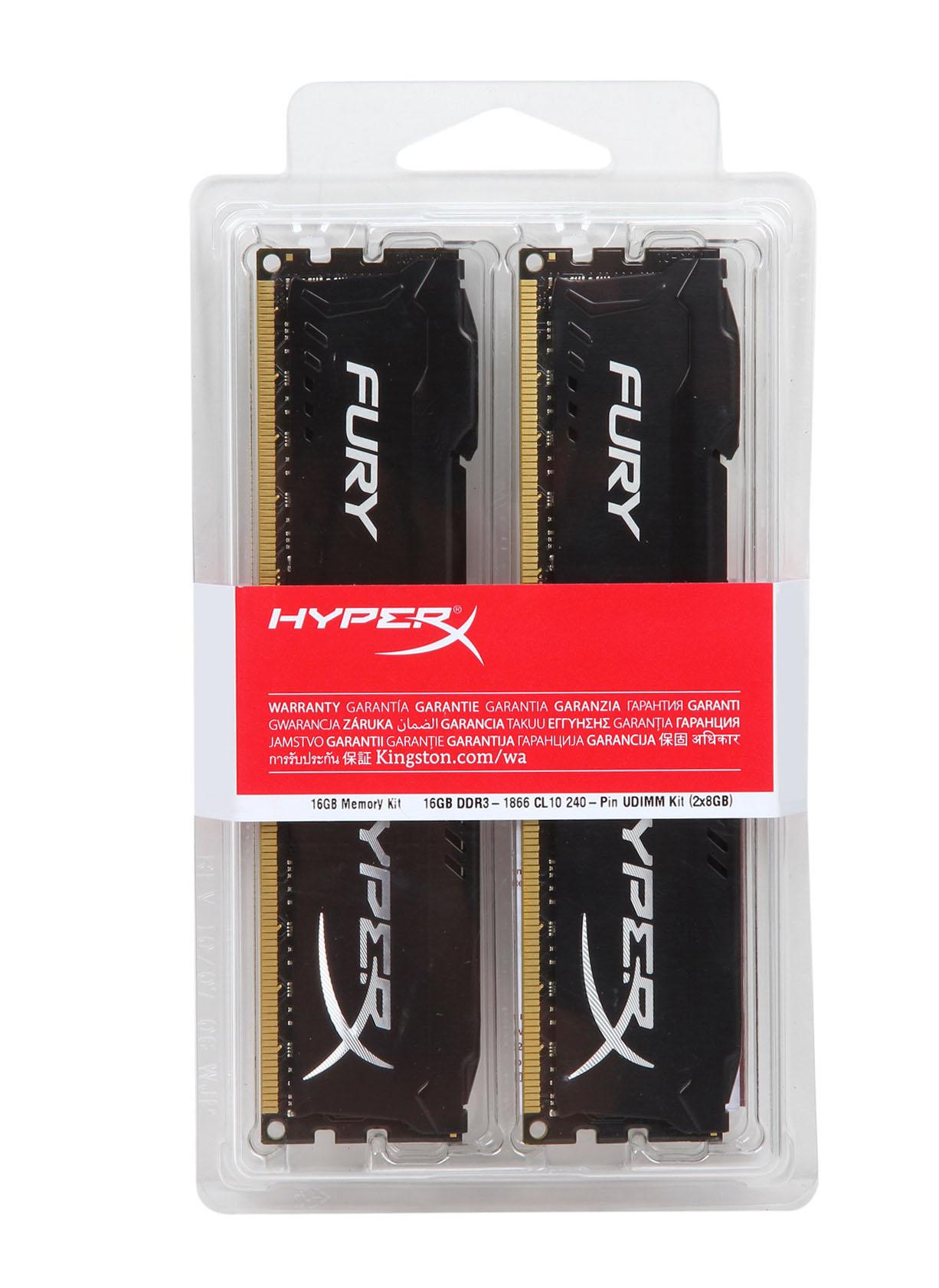 Оперативная память HyperX FURY Kit 16 Гб DDR3 1866 МГц (HX318C10FBK2/16) - фото 1